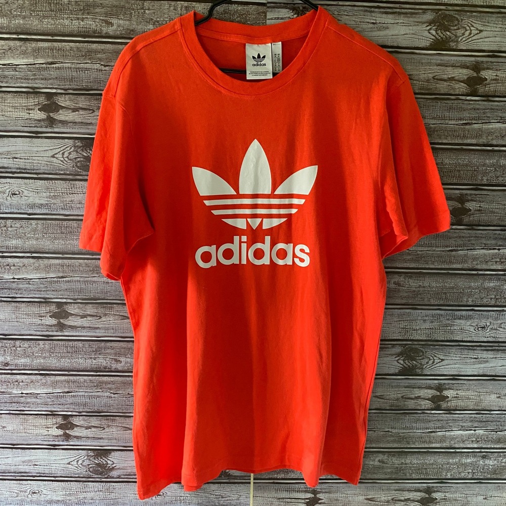 Adidas Men's Short-Sleeved Trefoil Tee Size M Bright Orange-Red NWT